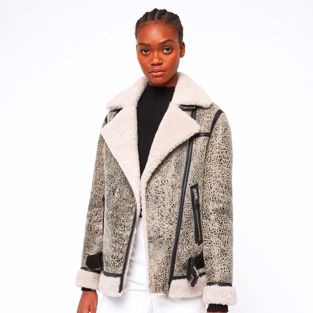 All Saints Shearling Biker Jacket (Brand New)